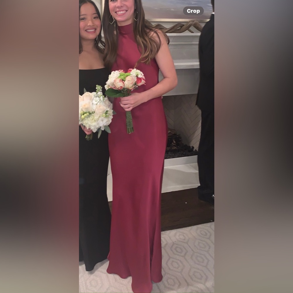Jay Godfrey Burgundy Silk Halter Gown